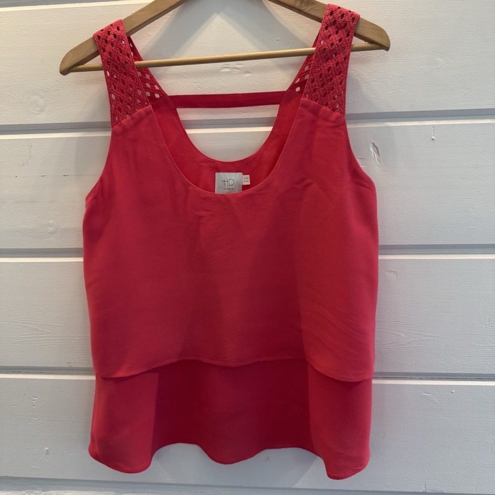 Anthropologie Womens Size 4 HD in Paris Tiered Tank Top Crochet Ruffle Layered